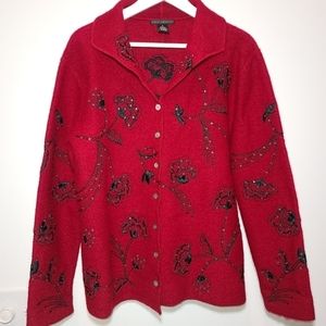 Sarah Spencer Crimson Floral Cardigan